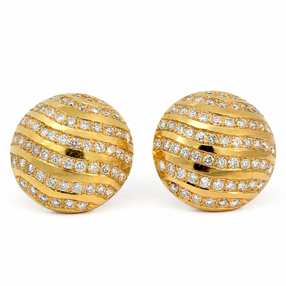 14K Yellow Gold Diamond Dome Clip-On Earrings