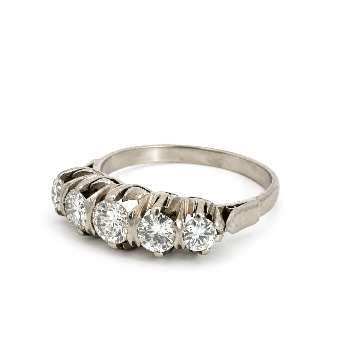 Antique 1920s Platinum Five-Diamond Ring