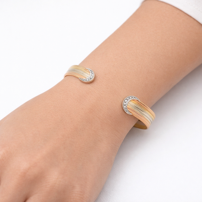 18K Tri-Color Gold Diamond Bangle Bracelet
