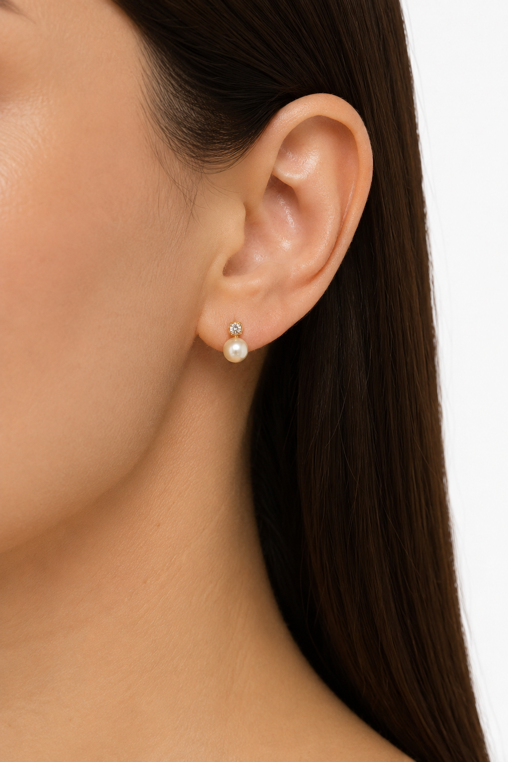 14K Yellow Gold Diamond & Pearl Convertible Drop Earrings