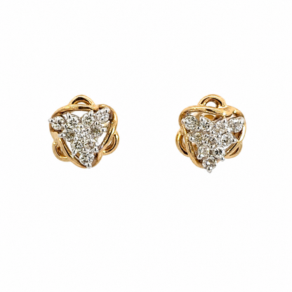 Vintage 14K Yellow Gold Diamond Star Cluster Stud Earrings
