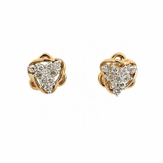 Vintage 14K Yellow Gold Diamond Star Cluster Stud Earrings