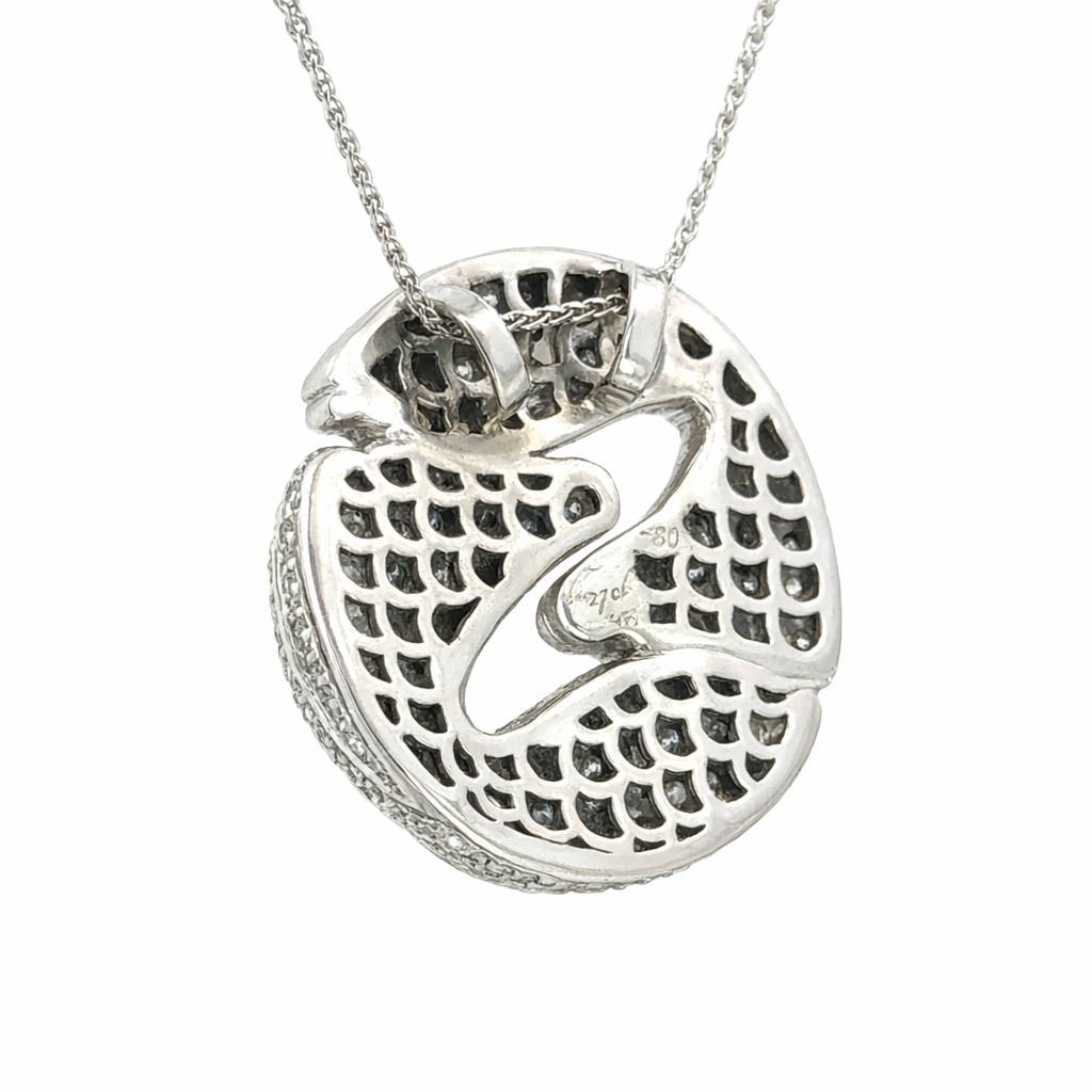 18K White Gold Diamond Koi Fish Pendant