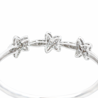 Diamond Floral Motif Hinged Bangle in 14K White Gold