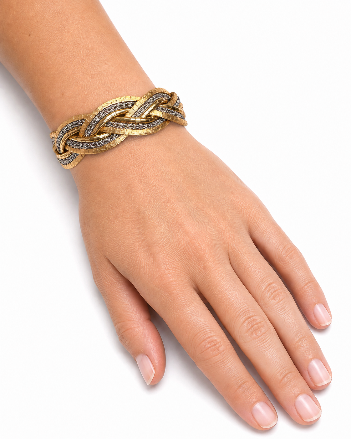 Vintage Retro 18K Rose & White Gold Braided Bracelet