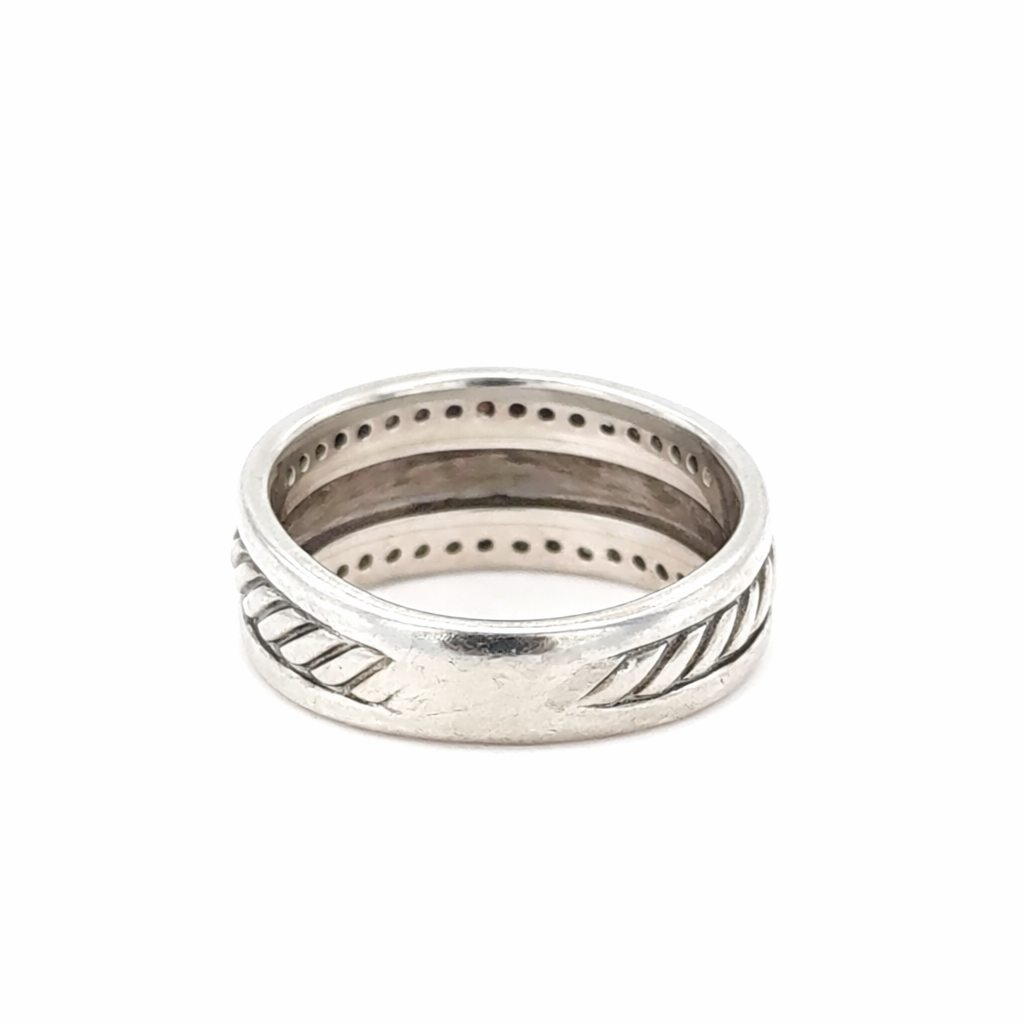 David Yurman Sterling Silver & Diamond Band Ring