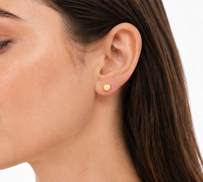 14K Yellow Gold 6mm Light Yellow Pearl Stud Earrings