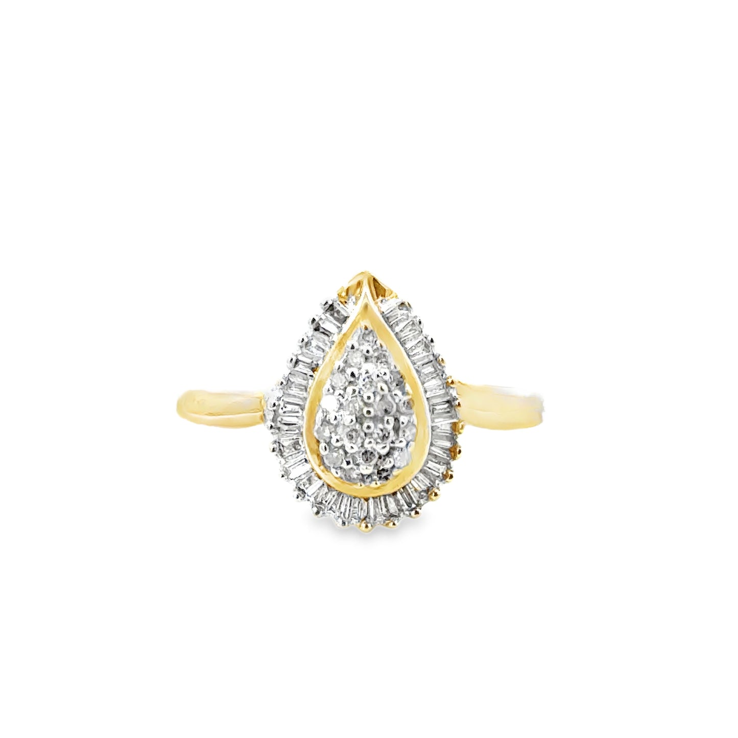 14K Yellow Gold Pear-Shaped Diamond Cluster Ring