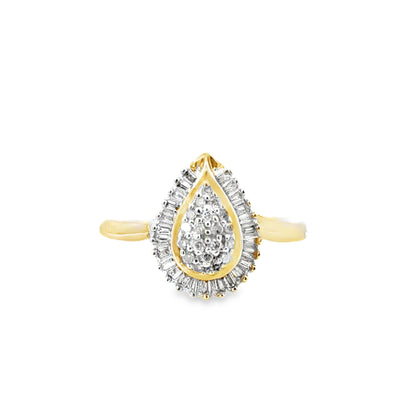 14K Yellow Gold Pear-Shaped Diamond Cluster Ring
