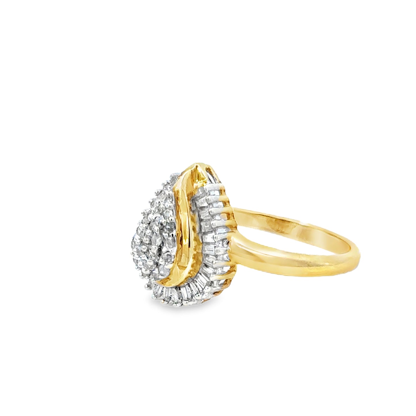 14K Yellow Gold Pear-Shaped Diamond Cluster Ring