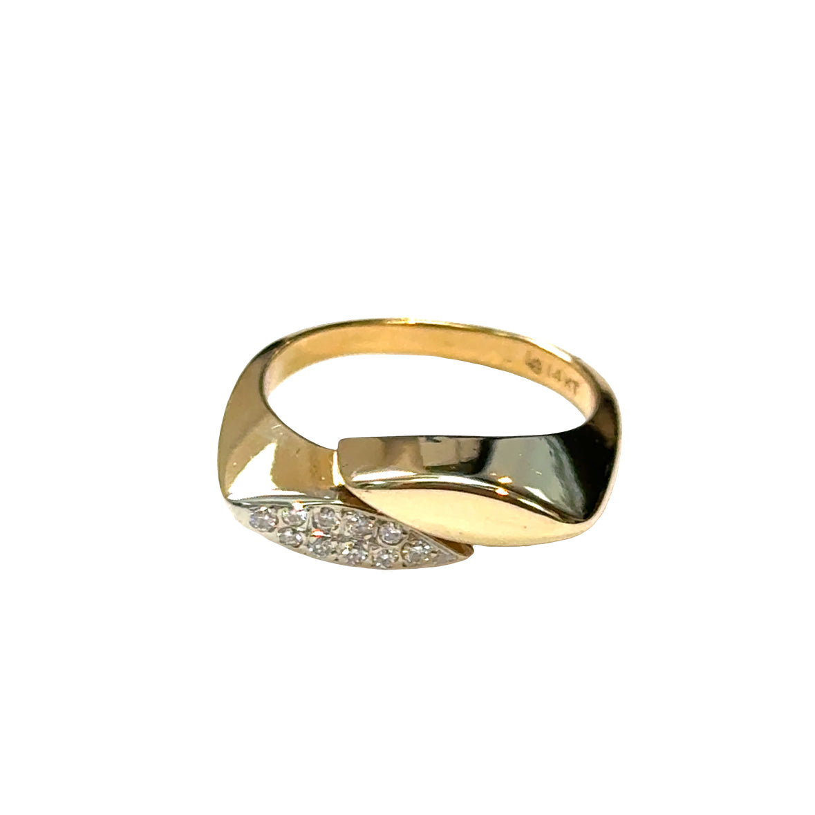 14K Yellow Gold Sleek Modern Diamond Ring