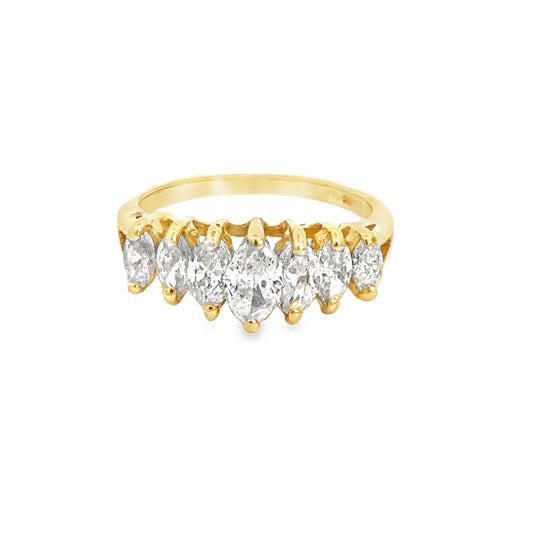 14K Yellow Gold Marquise-Cut Diamond Ring