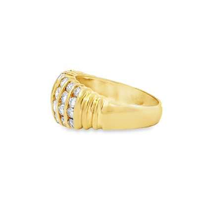 14K Yellow Gold Diamond Multi-Row Band