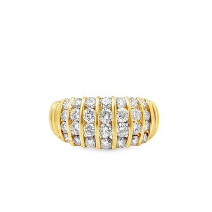 14K Yellow Gold Diamond Multi-Row Band