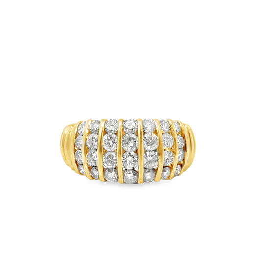 14K Yellow Gold Diamond Multi-Row Band