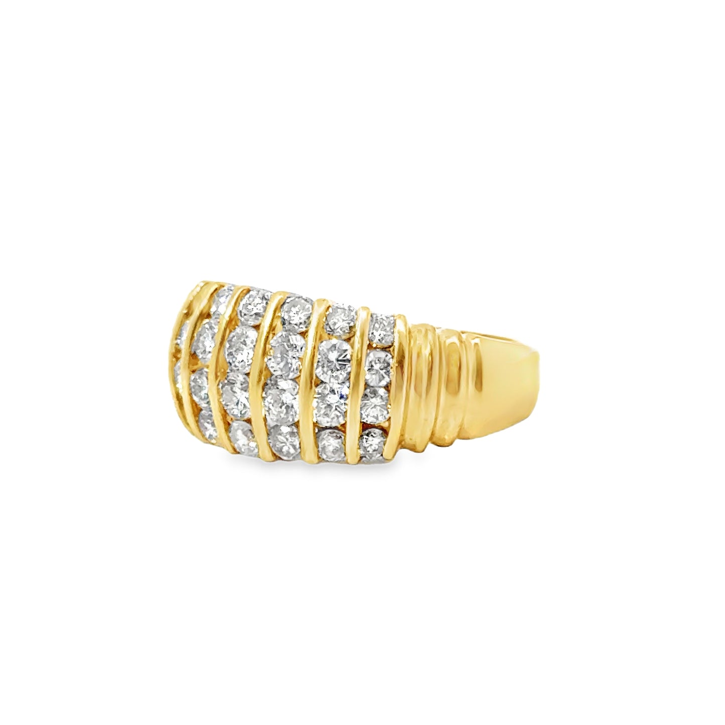14K Yellow Gold Diamond Multi-Row Band