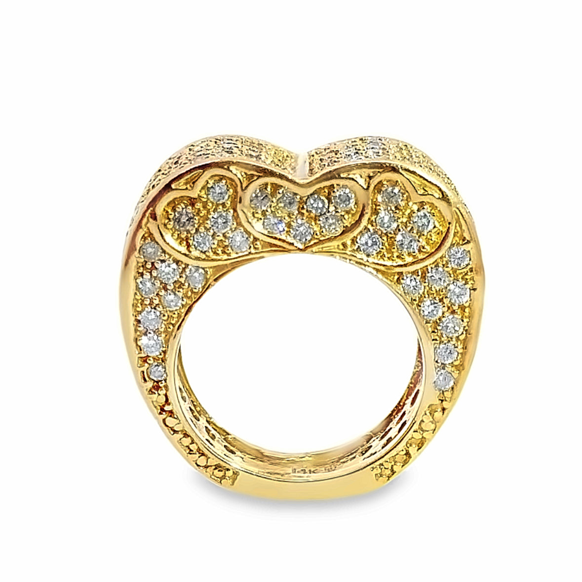 Estate 1980's Heart Shaped 14K Sparkly Diamond Cocktail Ring