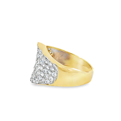 14K Yellow Gold Diamond Pave Statement Ring