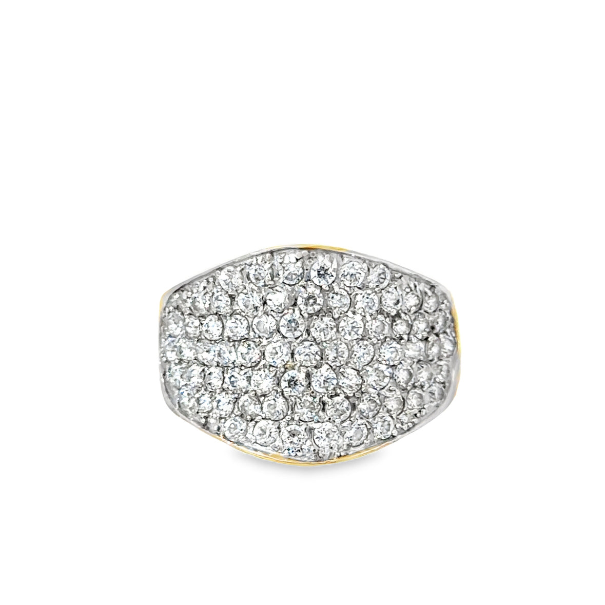 14K Yellow Gold Diamond Pave Statement Ring
