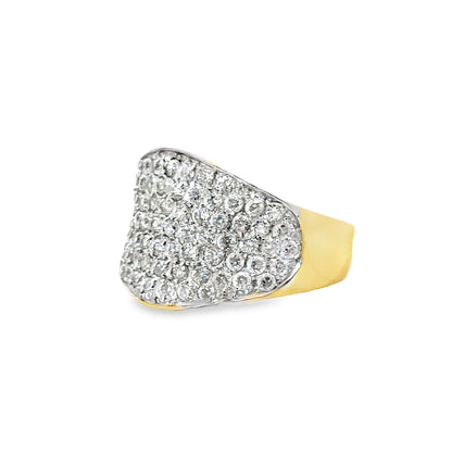 14K Yellow Gold Diamond Pave Statement Ring