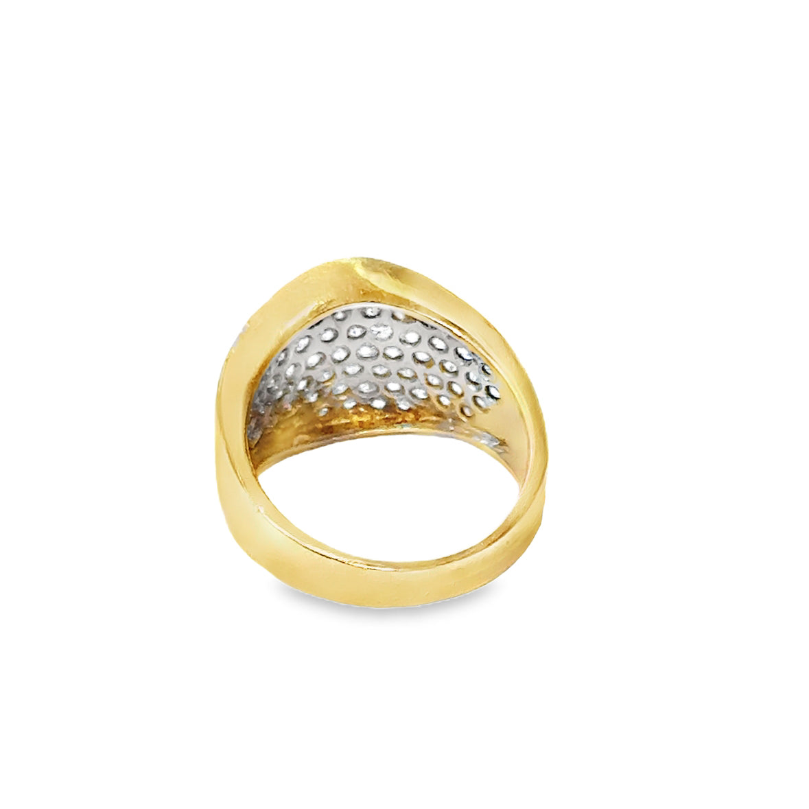 14K Yellow Gold Diamond Pave Statement Ring