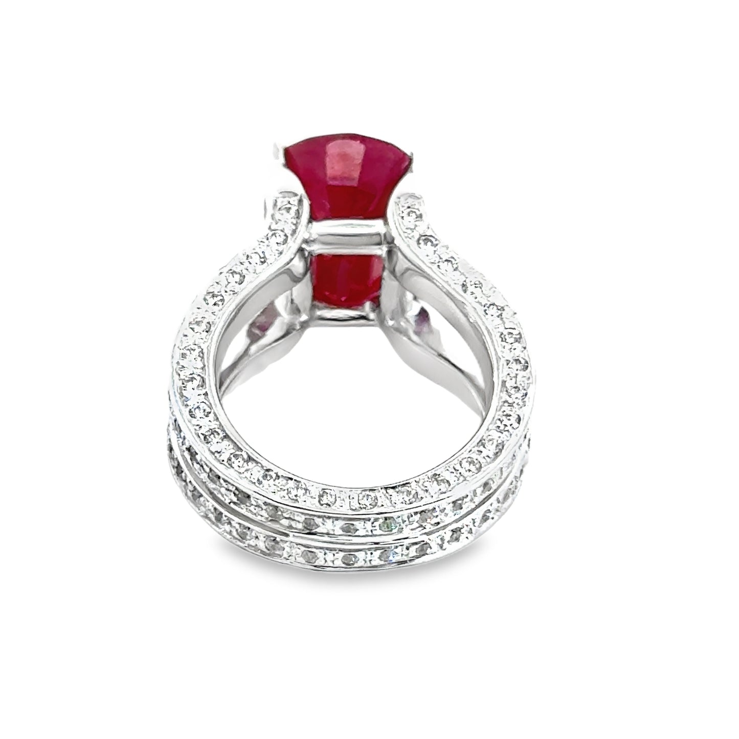 Exquisite 14K White Gold Ruby & Diamond Ring