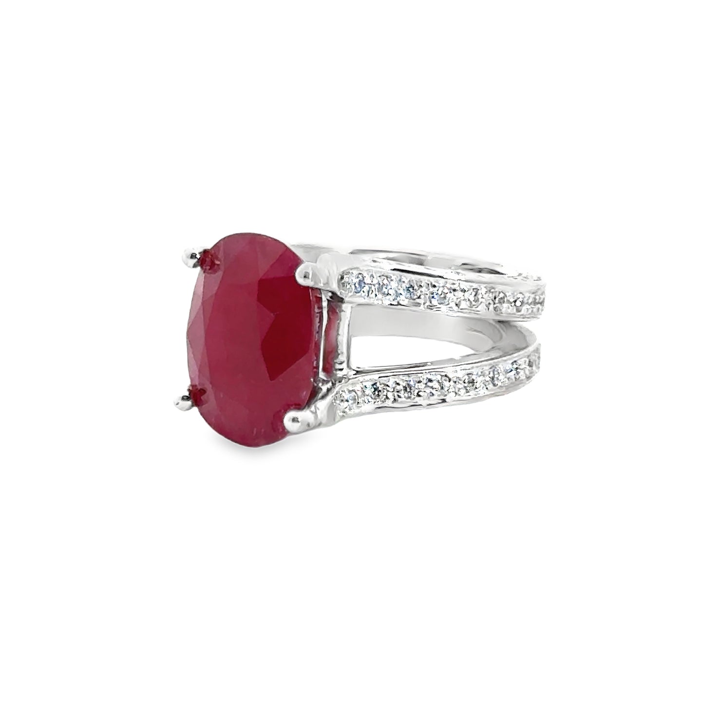 Exquisite 14K White Gold Ruby & Diamond Ring