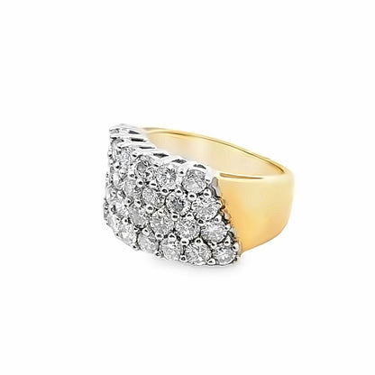 Exquisite 1960's 14K Multi-Row Diamond Ring