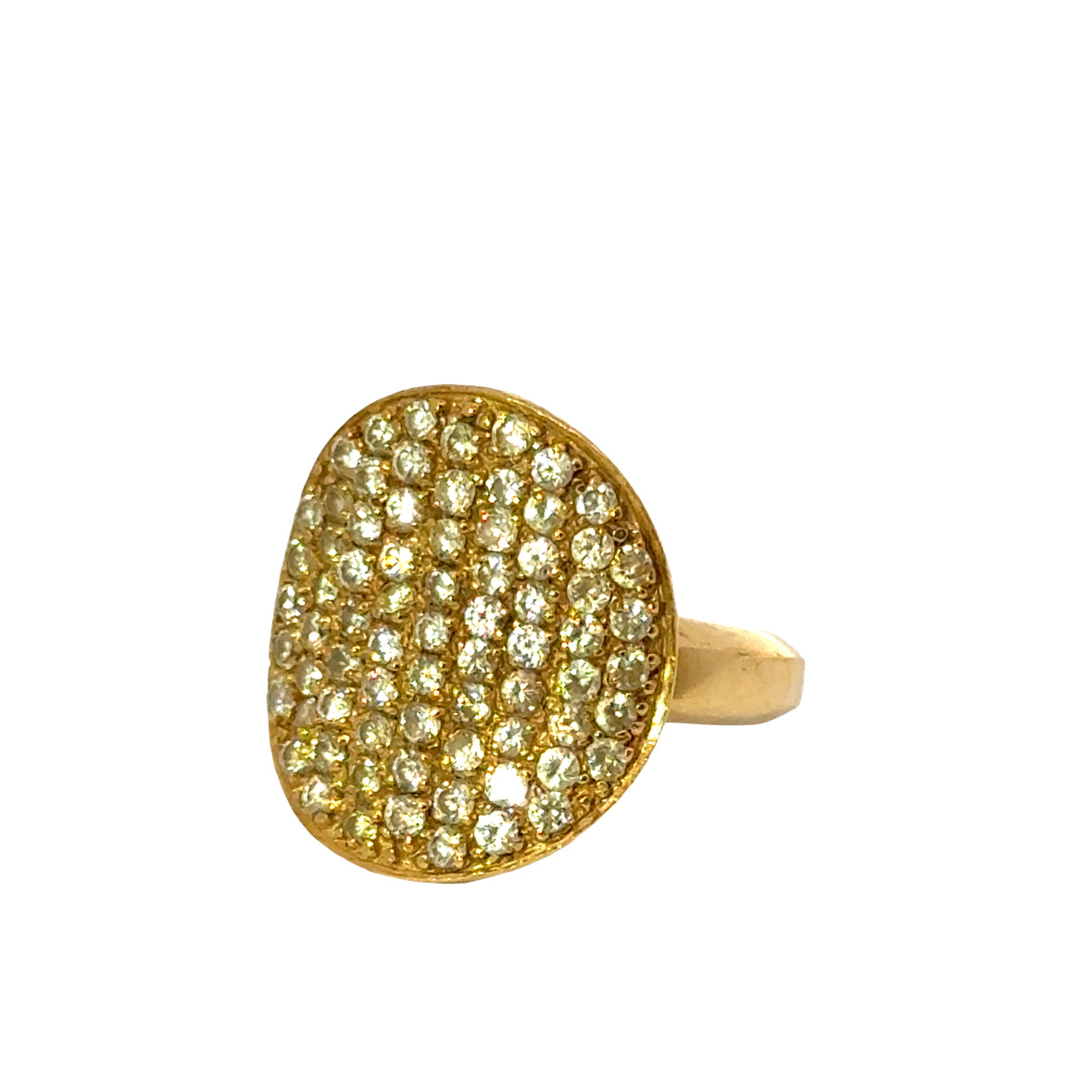 18K Yellow Gold Diamond Disc Ring