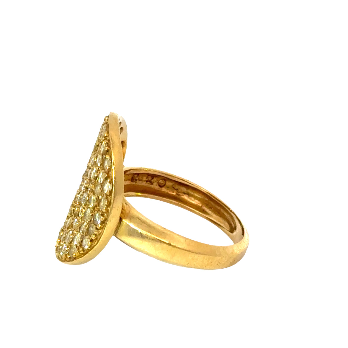 18K Yellow Gold Diamond Disc Ring