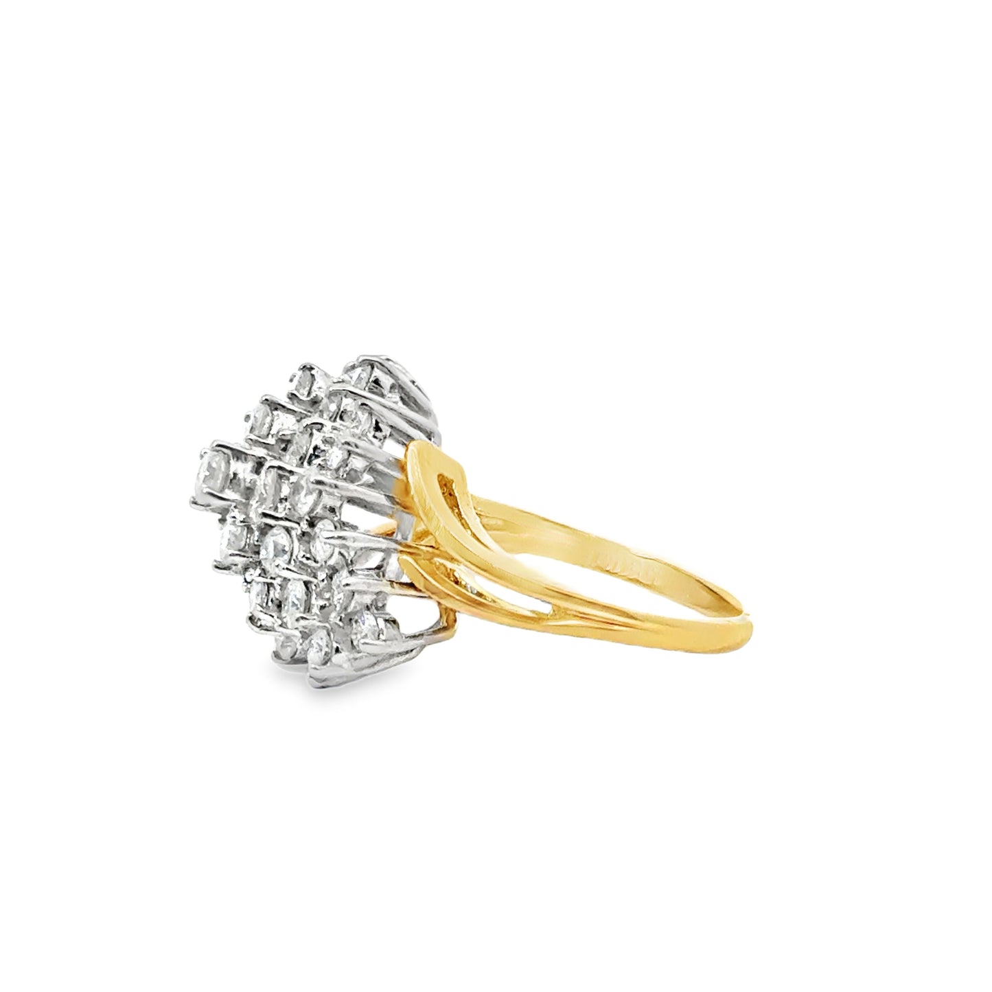 14K Yellow Gold Dazzling Diamond Cluster Ring