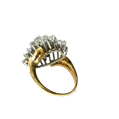 14K Yellow Gold Dazzling Diamond Cluster Ring