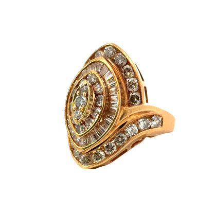 14K Yellow Gold Dazzling Multi-Cut Diamond Statement Ring