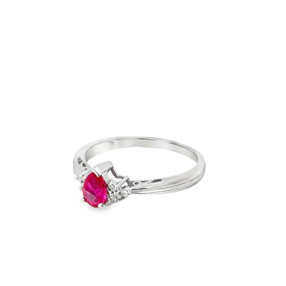 14K White Gold Pear-Cut Ruby & Diamond Ring