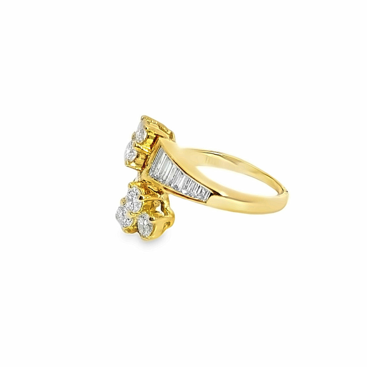 18K Yellow Gold & Diamond Bypass Ring