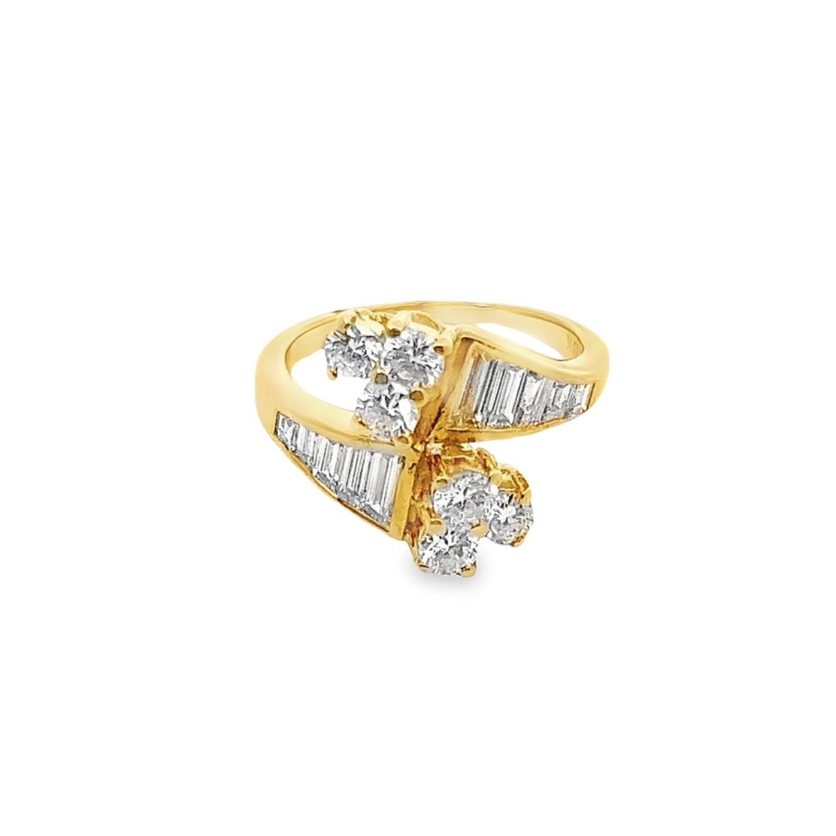 18K Yellow Gold & Diamond Bypass Ring