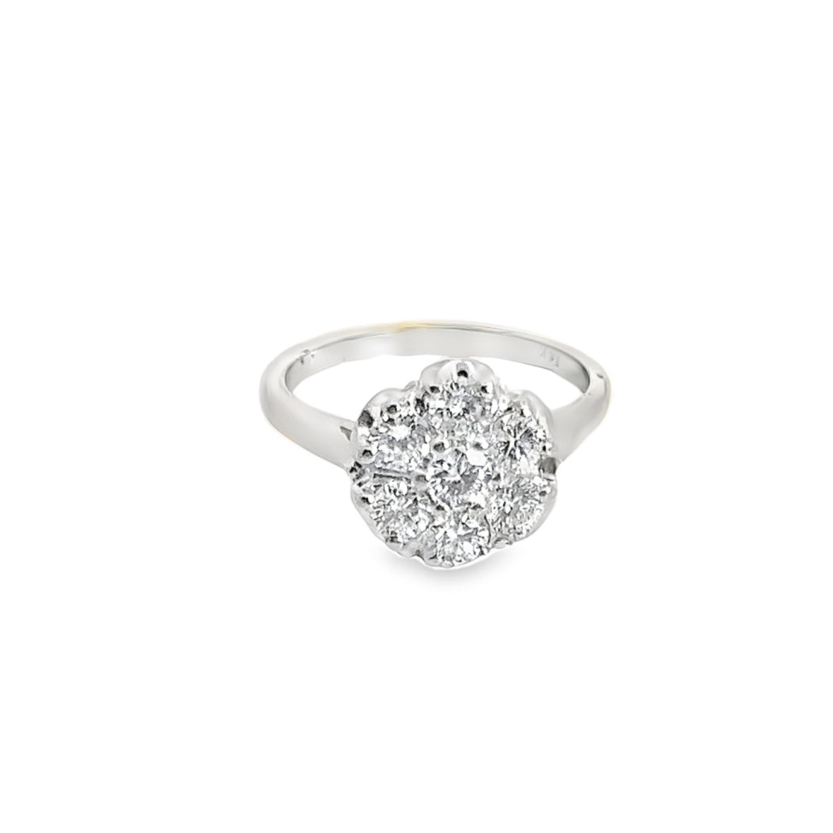 Elegant 14K White Gold & Diamond Flower Cluster Ring