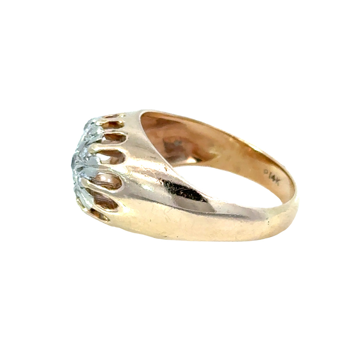 14K Gold Men’s Dome Ring with Diamond Cluster