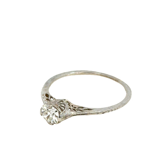 Antique 14K White Gold Diamond Solitaire Ring – Edwardian Era