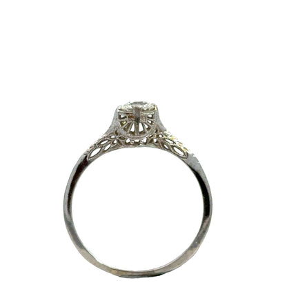 Antique 14K White Gold Diamond Solitaire Ring – Edwardian Era