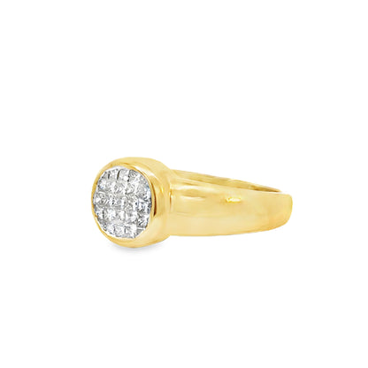 14K Gold Sparkling Diamond Disc Ring