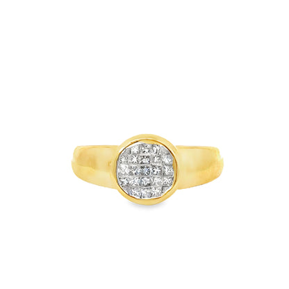 14K Gold Sparkling Diamond Disc Ring