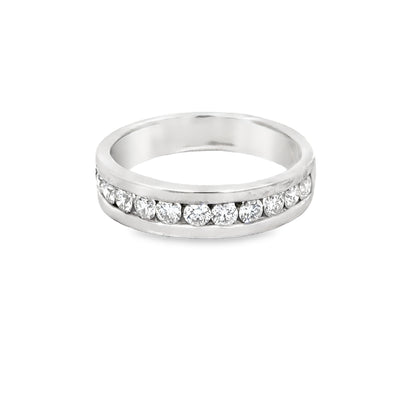 14K White Gold Channel-Set Diamonds Men’s Ring