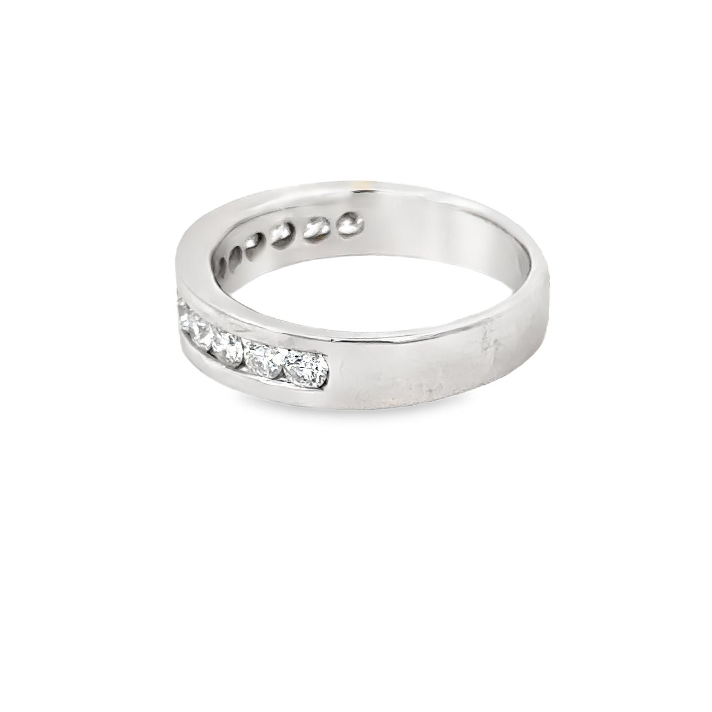 14K White Gold Channel-Set Diamonds Men’s Ring