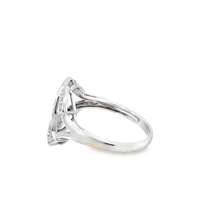 14K White Gold Diamond Double C Motif Ring