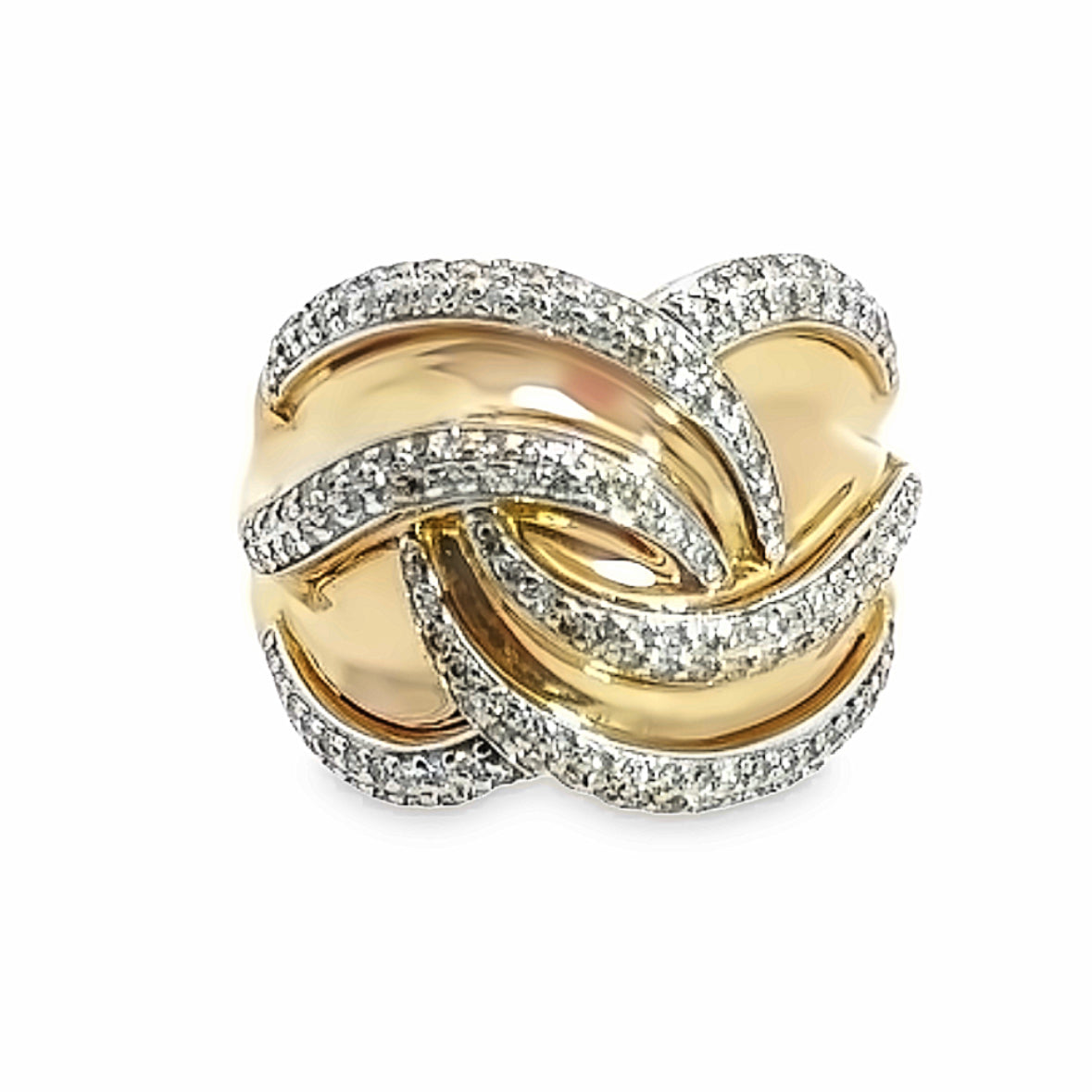 Exquisite 14K Yellow Gold & Diamond Multi-Swirl Cocktail Ring