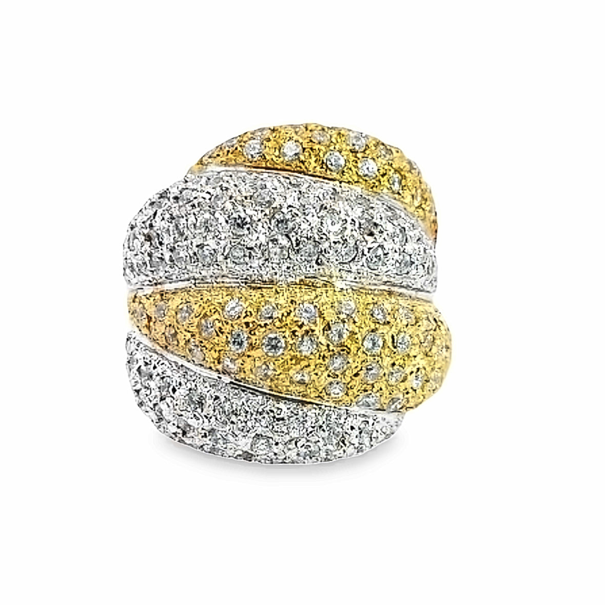 Showstopper Two-Toned 18K White and Yellow Gold Cocktail Ring