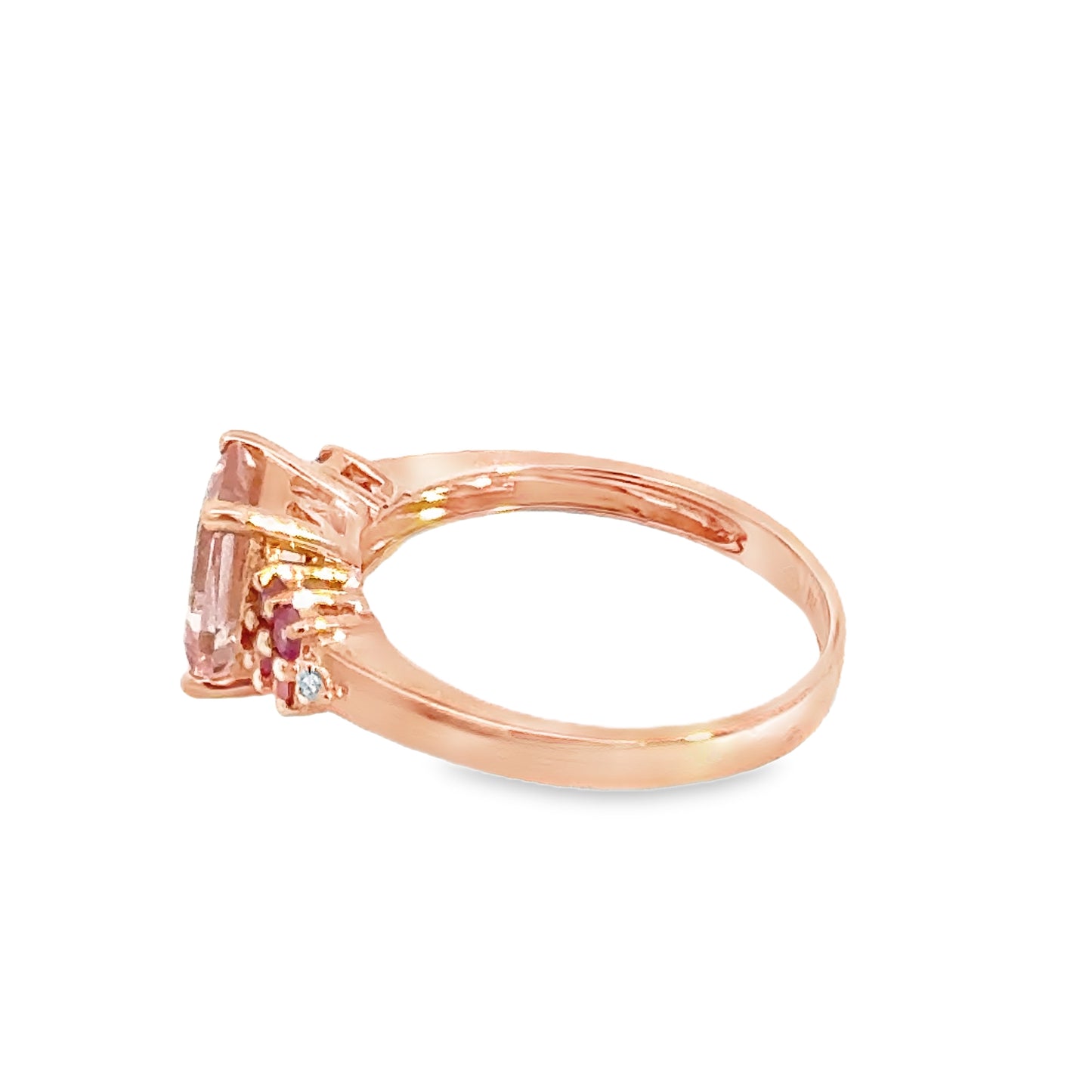 Delightful 14K Rose Gold Peach-Hued Morganite & Diamond Ring