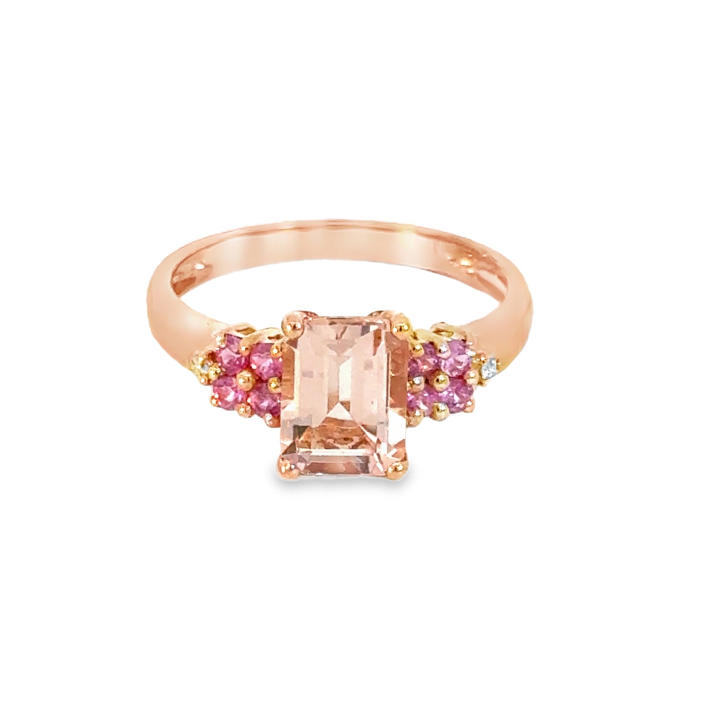 Delightful 14K Rose Gold Peach-Hued Morganite & Diamond Ring