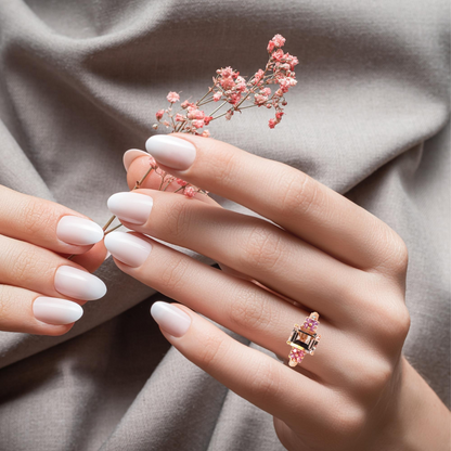 Delightful 14K Rose Gold Peach-Hued Morganite & Diamond Ring